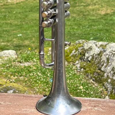 Antique C.G. Conn New Wonder LP Cornet ~1915-16 Silver Plate Engraved Bell w/ Original Case & Accessories image 8