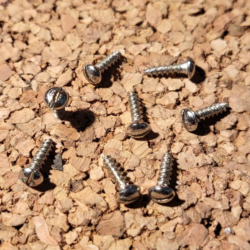✴️ Vintage 1960s 1 x 7 mm Slotted Head Nickel Screws for Guitar Tuners, Set of 8 + 2 image 1