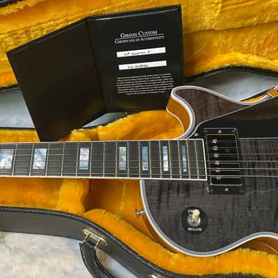NEW! Gibson Dealer Select Custom Shop Les Paul Custom AAA Figured Flame Top - Transparent Black / Natural Back - Authorized Dealer - 8.8 lbs - G06805 image 13
