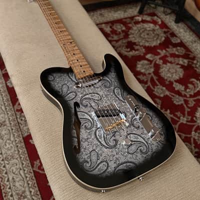 Heroux Guitars Timothy James Signature Semi-Hollow SS T-Style Guitar w/ Forrest Lee Jr. B-Bender - Black Paisley image 14