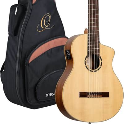 Ortega RCE133-7 Pro Solid Spruce Top Nato Neck Nylon 7-String Classical Acoustic-Electric Guitar w/Gig Bag image 1