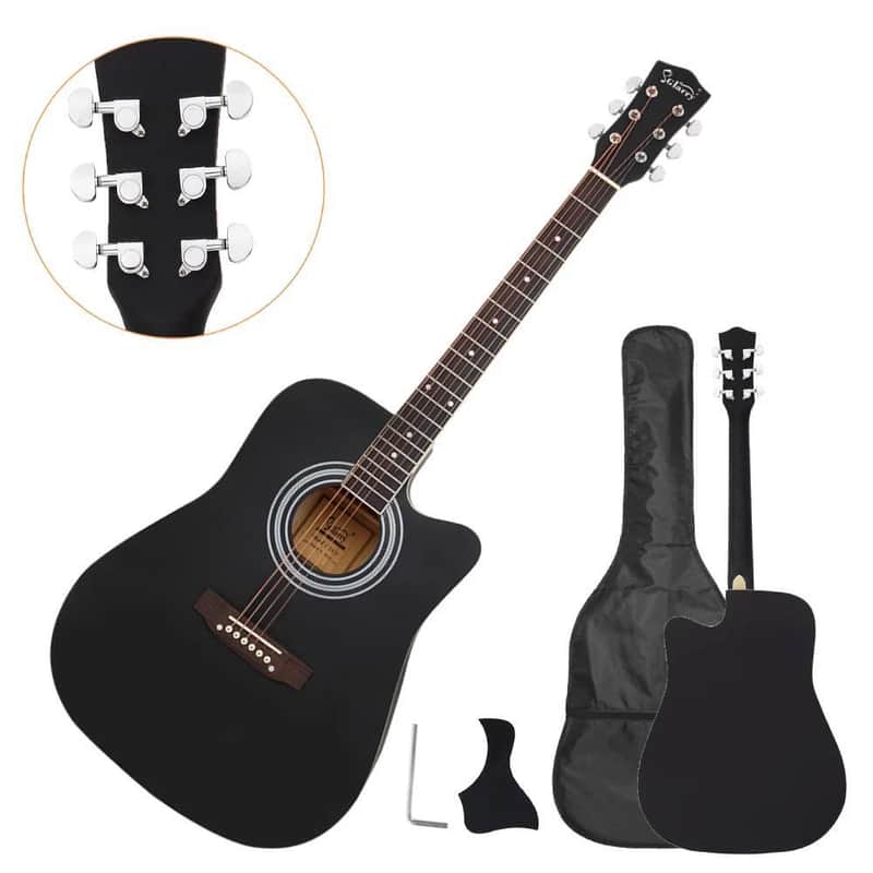 Have one to sell? Sell one like this Sell something else  Share Glarry 41" Full Size Adult 6 Strings Cutaway Folk Acoustic Guitar With Bag Black image 1