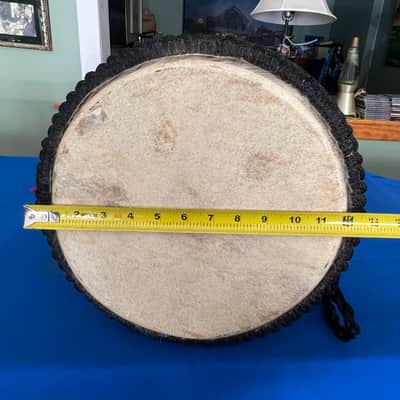 Vintage African Hand Carved Wood Djembe Hand Drum 22” image 22