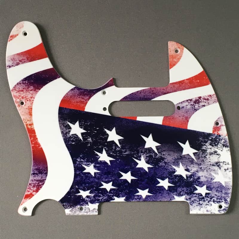 Lefty Pickguard For Fender Tele Style Guitar 1Ply White Telecaster American Flag image 1