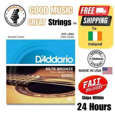 D'Addario EZ910 Acoustic Guitar Strings 85/15 Bronze 11-52 + 2 Strap Locks 2025 image 1