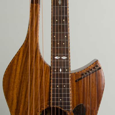 Knutsen 16 String Harp Guitar, c. 1914, black gig bag case. image 8