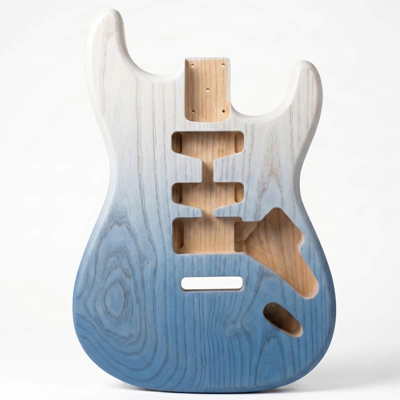 Stratocaster Guitar Body, White Blue Stained Ash Body, Right & Left Handed, HHH HSS SSS Pickup Routing, Custom Strat Replacement Body image 1