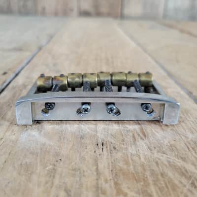 Unbranded Bass Bridge 1980s Brass Saddles Brass over Chrome Base 4 String image 2