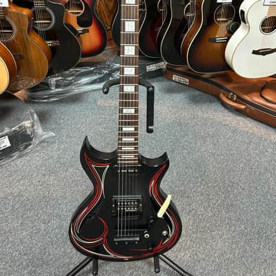 Gibson N-225 Nighthawk Guitar & Hard Case - Ebony/Rick Harris Pinstripe *Limited Edition* image 2