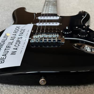 2004 Fender® Squier Kurt Cobain Vandalism Black Stratocaster with Deluxe Gig Bag image 10