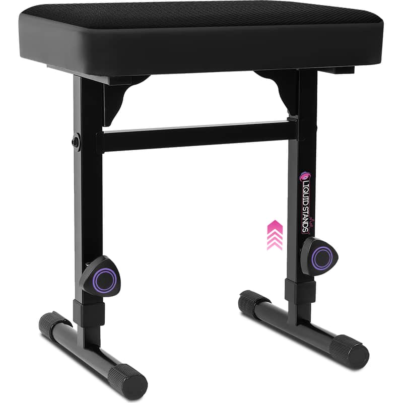Liquid Stands Adjustable Piano Bench Stool with Black Padded Cushion for Musicians (Mesh Fabric) image 1