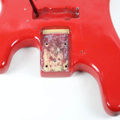 1976 Vintage Fender Precision Bass Bright Red Refinish Alder 4-Bolt BODY PBass 1970s USA image 9