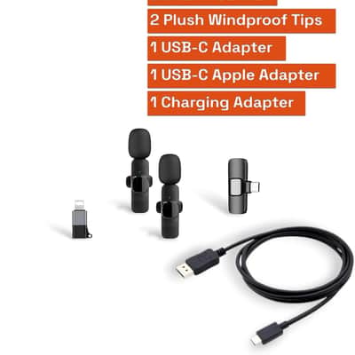 Wireless Lavalier Microphone 2-Pack for iPhone, iPad, USB-C Devices, Plug & Play, Noise Canceling, 360° Sound Pickup, Reverb Mode, 65ft Range image 3