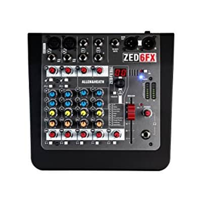 Allen & Heath ZED-6FX Compact 6 Input Analogue Mixer + Case + Headphone + Mic & Instrument Cables image 4