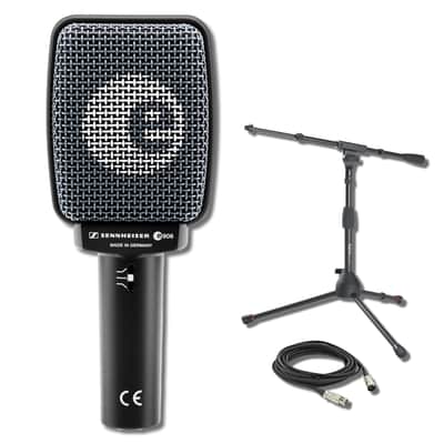Sennheiser e 906 Professional Super-Cardioid Dynamic Microphone with MS7411TB Tripod Style Bass Drum and Amp Mic Stand and XLR Cable image 1