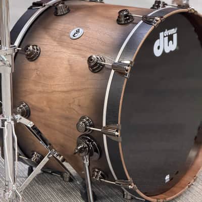 DW COLLECTOR'S PURE WALNUT 22-10-12-14-16 NATURAL TO QUICK EBONY BURST BLACK NICKEL HARDWARE image 8