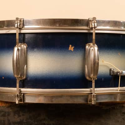 1950s Slingerland 5x14 Blue and Silver Duco Student Radio King Snare Drum image 5