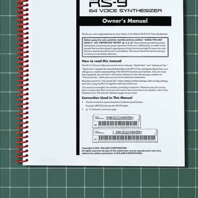 Roland RS-9 — Owners Manual User Guide Instructions — 181 Pages — USA Made