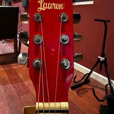 Lauren LAPKMRD 30" Beginner Student Acoustic Guitar Package with Tuner, Picks, Gig Bag 2010s - Metallic Red image 4