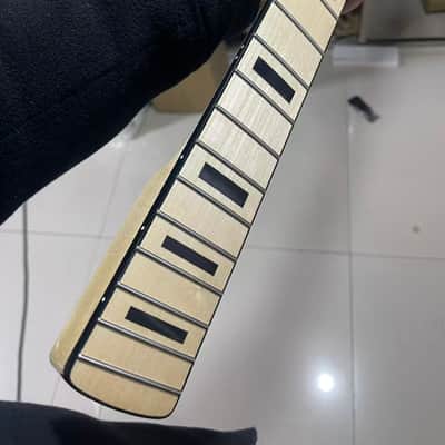 Black head Black binding 4 string electric bass neck jazz bass stainless steel 20 frets gloss Maple guitar neck 34inch hole 18mm Black block inlay image 4