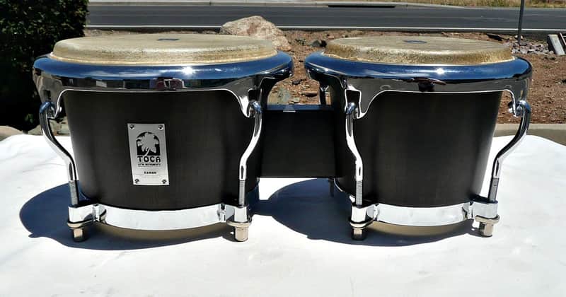 Toca Custom Deluxe Wood Bongo Set 7" and 8 .5" - Matte Grey Finish - PV MUSIC Drum Shop Inspected Tuned and Tested - Play / Sound Great - Excellent (Near Mint) Cosmetic Condition image 1