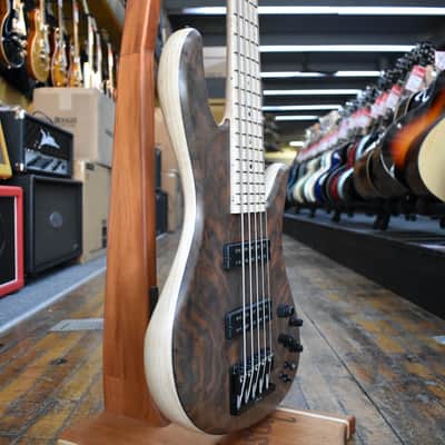 Fodera Emperor Elite 5-String Bass Walnut Burl w/Birdseye Maple Fingerboard, Hard Case image 2