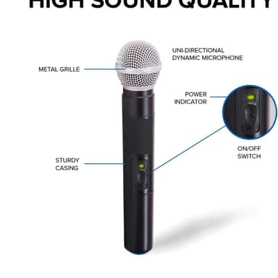 Wireless Microphone Bundle – Professional Handheld & Lapel Mics, Dual-Channel Receiver, Long Range for Live Performance & Presentations (Hand Held Frequencies 3 + 4) image 3