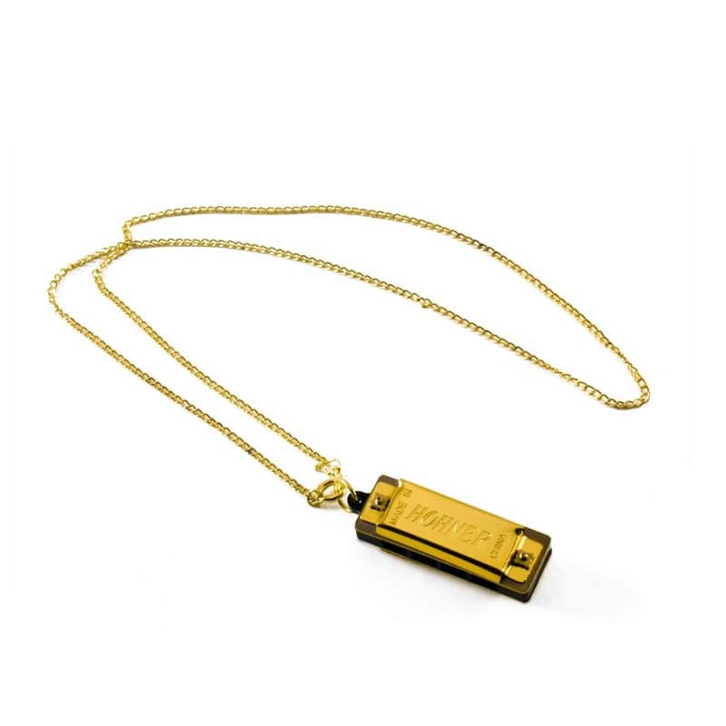 Hohner 37-C Gold plated Mini Harmonica necklace with chain, Key of C Major image 1