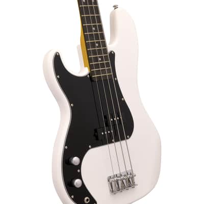 CNZ Audio PB Left Handed Electric Bass Guitar - Rosewood Fingerboard, Maple Neck, White image 3