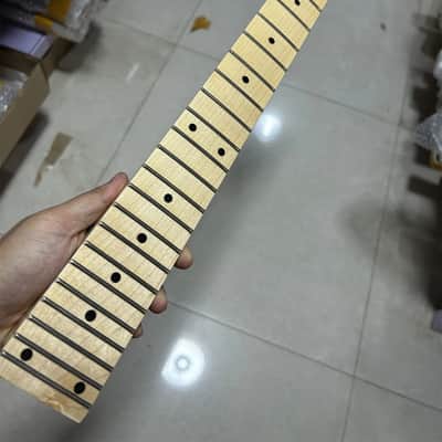 Gloss 24 frets maple Electric guitar Neck Locking nut 25.5inch parts image 1