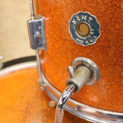 Kent Vintage 5pc Drum Set Orange Sparkle 13,13,14,20,20 Black image 2
