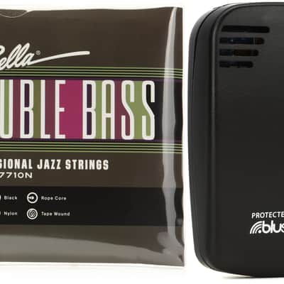 La Bella 7710N Black Nylon Tape Wound Double Bass String Set Bundle with D'Addario Humiditrak Bluetooth Hygrometer with Humidity/Temperature Sensor image 1