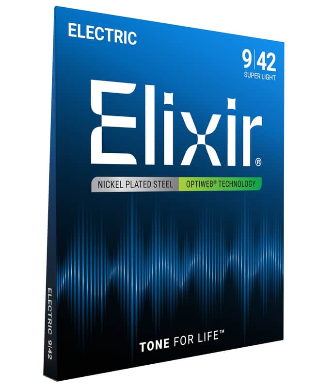 Elixir Strings 19002 Optiweb Electric Guitar Strings -.009-.042 Super Light image 1