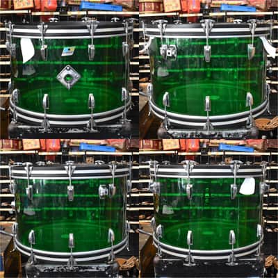 Vintage Ludwig Green Vistalite 13", 16", 24" Drum Kit image 9