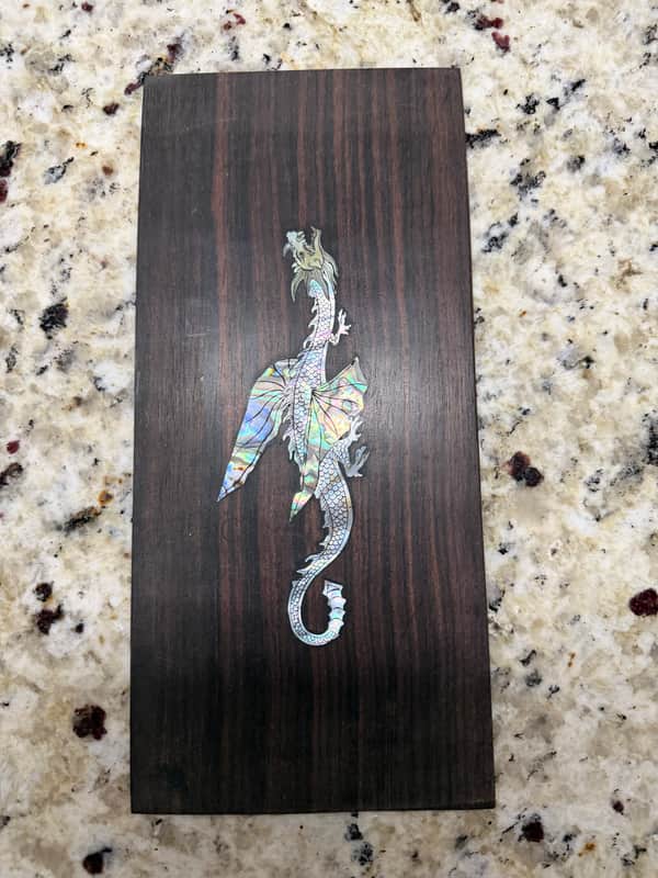 Dragon Abalone and Rosewood headstock overlay