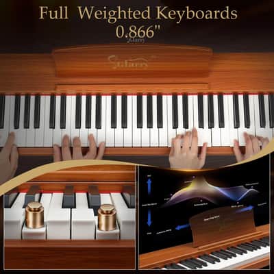 Full Size 88-Key Electric Piano Full Weighted Keyboard w/ Furniture Stand & Pedals image 2