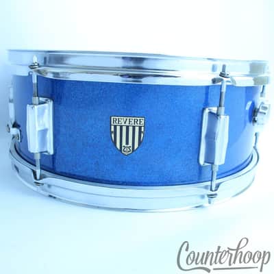 *Pearl Revere 14x5.5" Snare Drum 6Ply No Rings Blue Sparkle Vintage 70s 6-Lug* image 1