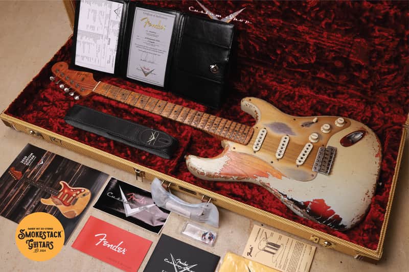 Fender Custom Shop Masterbuilt 1958 Stratocaster Heavy Relic 2020 - Heavily Aged Pale Sonic Blue Over Choc Faded 3-Tone Sunburst (Heavy Relic) image 1