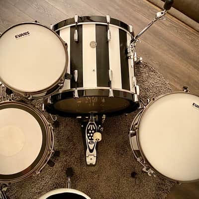 DrumPickers 4pc Vintage Professional Drum Kit in Van Halen Black & White Stripe Tribute image 7