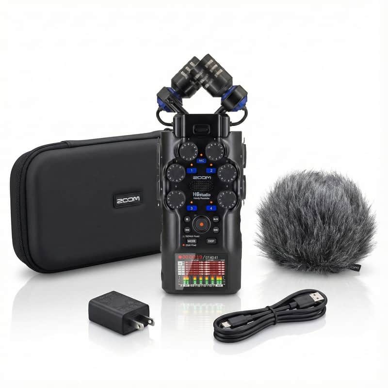 Zoom H6studio 8-Track 32-Bit Float Handy Recorder Bundle with APH-6st Accessory Pack with Hairy Windscreen, Padded Shell Case, AC Adapter, & USB C-Cable (H6s + APH6st Accessory Pack) image 1