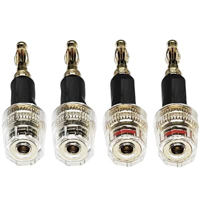 Banana Plug Connect to Spade Fork Plug Speaker Cable Adapter, 4 Pack image 1