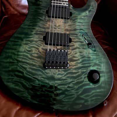 Mayones Regius Core 6 5A QM top, Hannes bridge, Black Limba body, Flamed Ebony Fretboard 20", Cascading Luminlay Dot Inlays, Bare Knuckle Pickups PolyPaf image 5