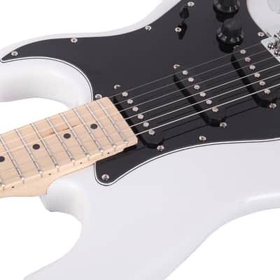Ukscs ST Stylish Electric Guitar with Black Pickguard White image 8