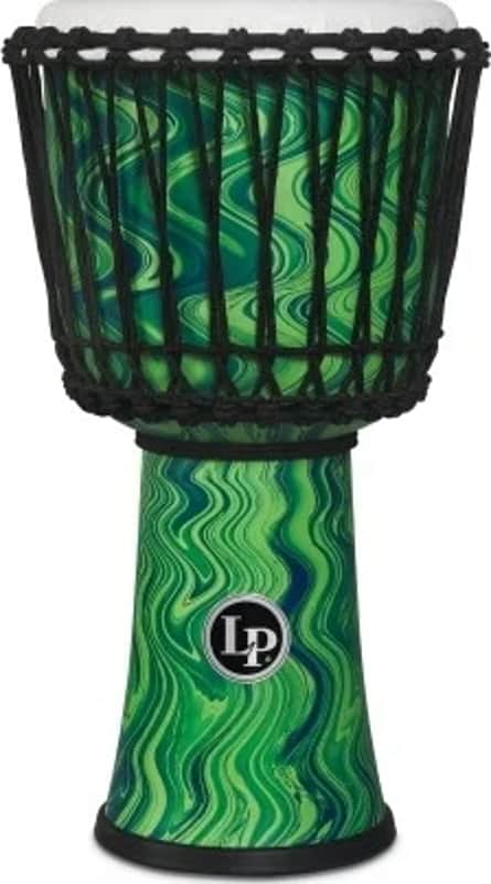 Lp 10-inch Rope Tuned Circle Djembe With Perfect-pitch Head - Green Marble image 1