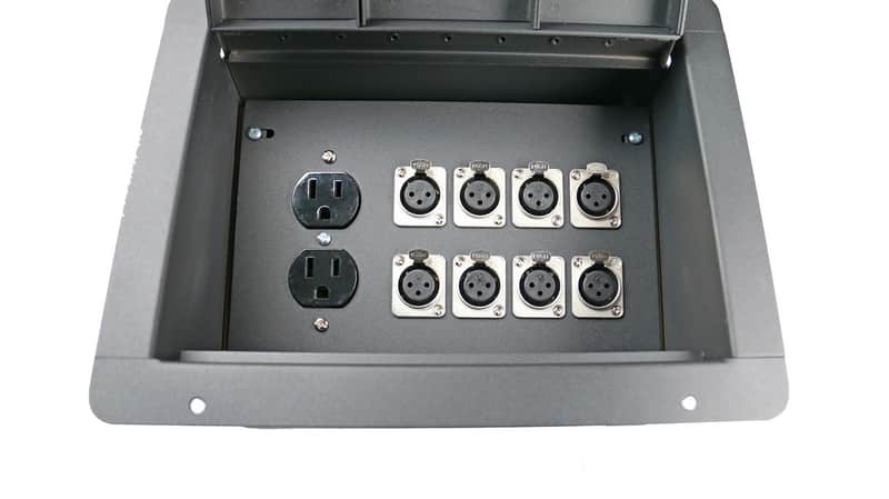Elite Core Audio FBL8+AC Recessed Floor Box with 8 XLR Female Conectors, Duplex AC Power Outlet image 1