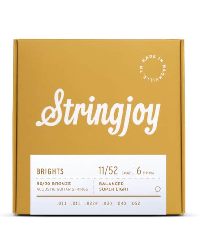 Stringjoy Brights | Super Light Gauge (11-52) 80/20 Bronze Acoustic Guitar Strings image 1