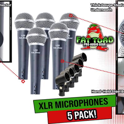 Fat Toad Studio Recording Microphones with Clips (5 Pack) - Vocal Handheld, Unidirectional Mic Professional Cardioid Dynamic Singing Microphone - Designed for Music Stage Performances or PA DJ Karaoke image 11
