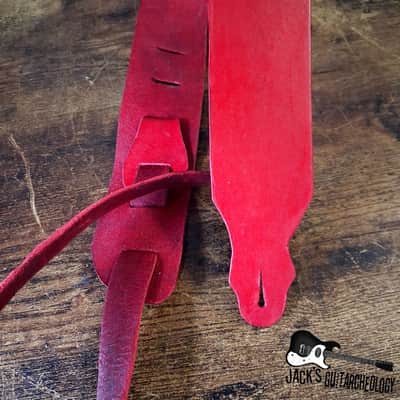Bellarocha Emporium Handmade Upcycled Leather Ladder-Style Guitar Strap (Red-y or Not) image 3