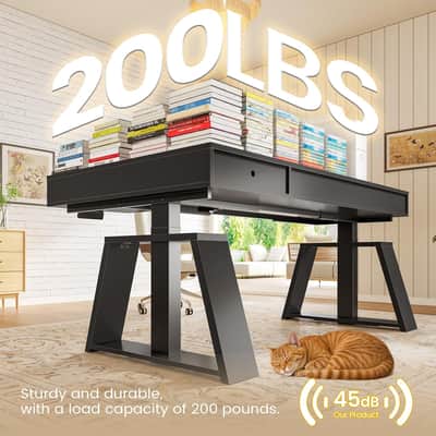 59" L-Shaped Electric Standing Producer Desk – Black Studio Workstation with Drawers, Power Outlets & Monitor Stand image 8