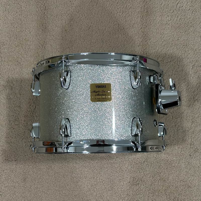 Yamaha 12x8 Maple Custom Absolute Mounted Tom Drum Silver Sparkle Made In Japan image 1
